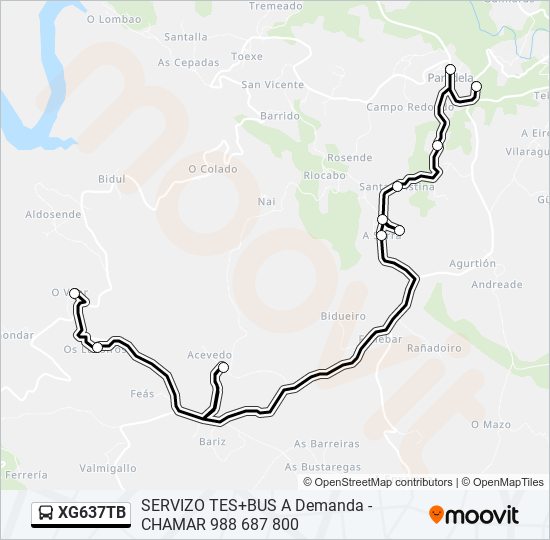 XG637TB bus Mapa de línia