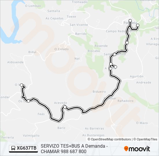 Mapa de XG637TB de autobús