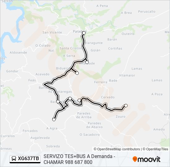 Mapa de XG637TB de autobús