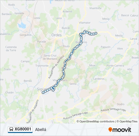 XG80001 bus Mapa de línia