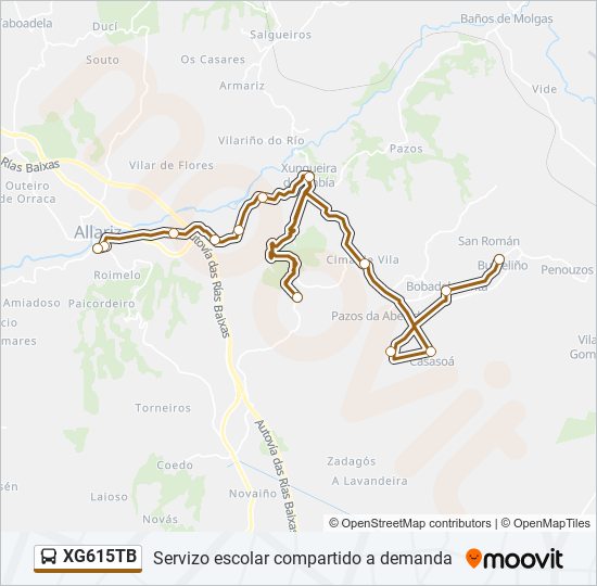 XG615TB bus Mapa de línia