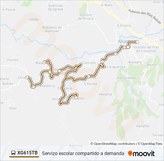 XG615TB bus Mapa de línia