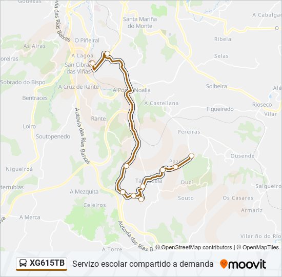 XG615TB bus Mapa de línia