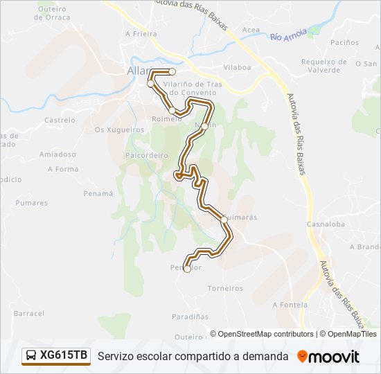 XG615TB bus Mapa de línia