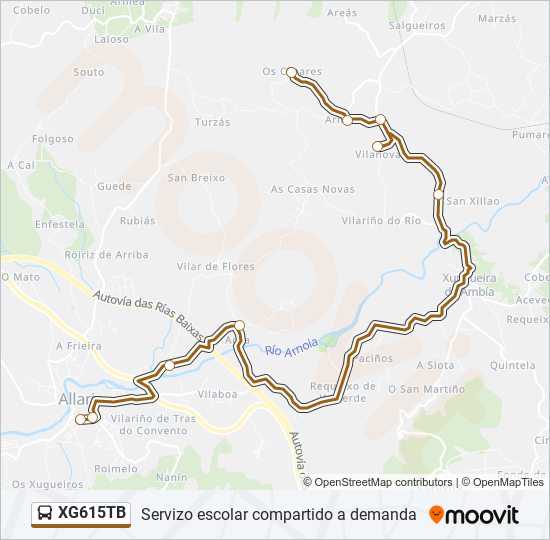 XG615TB bus Mapa de línia