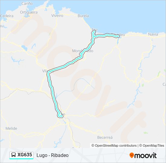 XG635 bus Mapa de línia