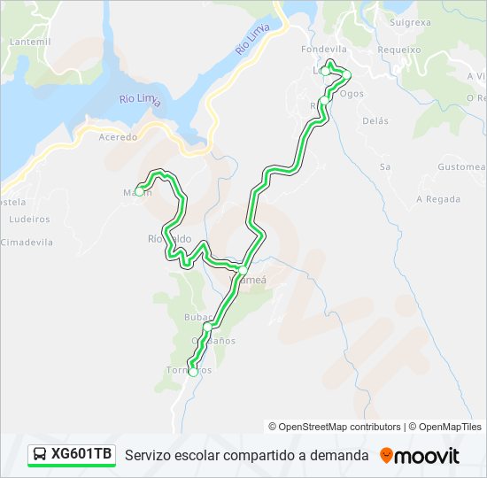 XG601TB bus Mapa de línia