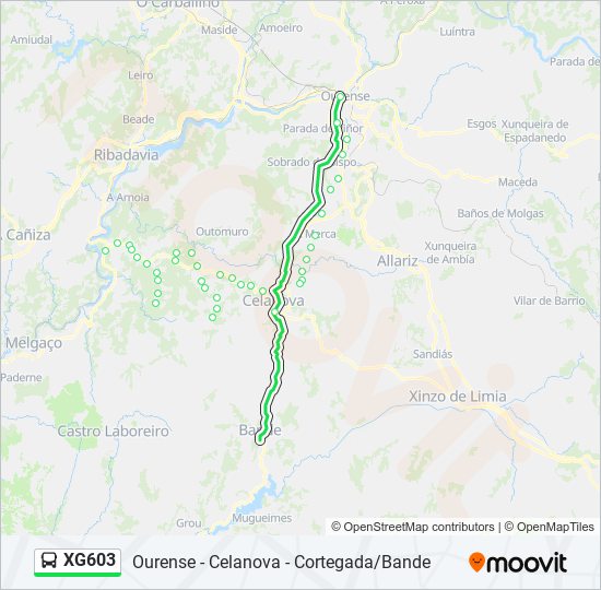 Mapa de XG603 de autobús