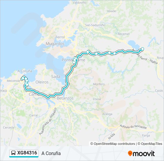 XG84316 bus Mapa de línia