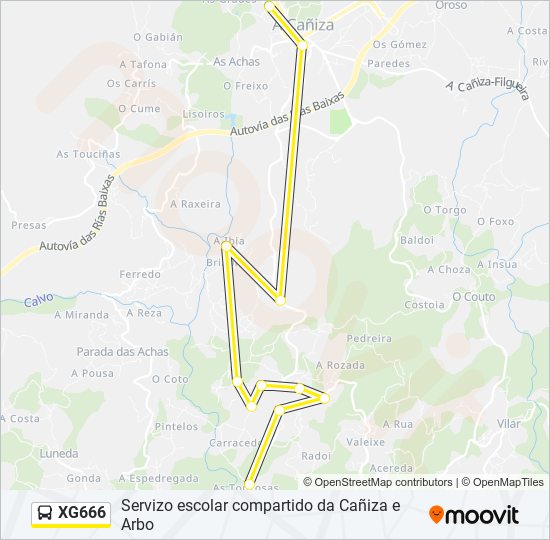 Mapa de XG666 de autobús