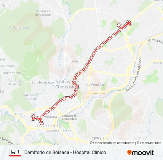 1 Bus Line Map