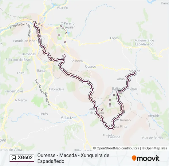 XG602 bus Mapa de línia