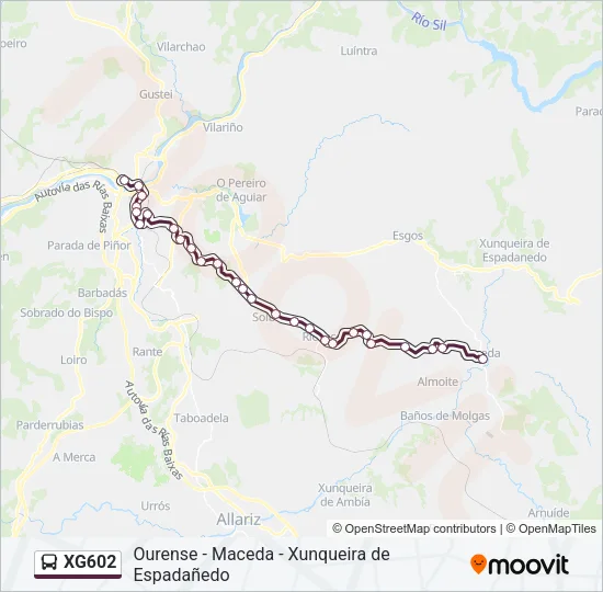 XG602 bus Mapa de línia