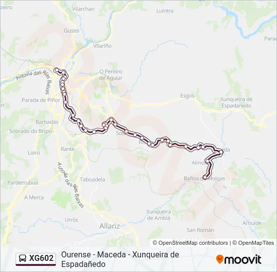 XG602 bus Mapa de línia
