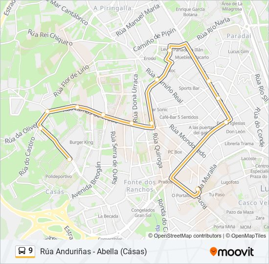 Mapa de 9 de autobús