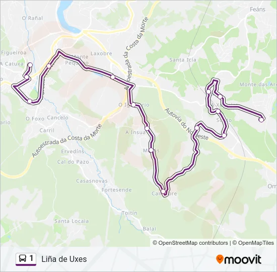 1 Bus Line Map