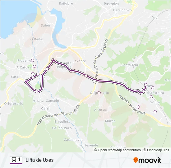 1 Bus Line Map