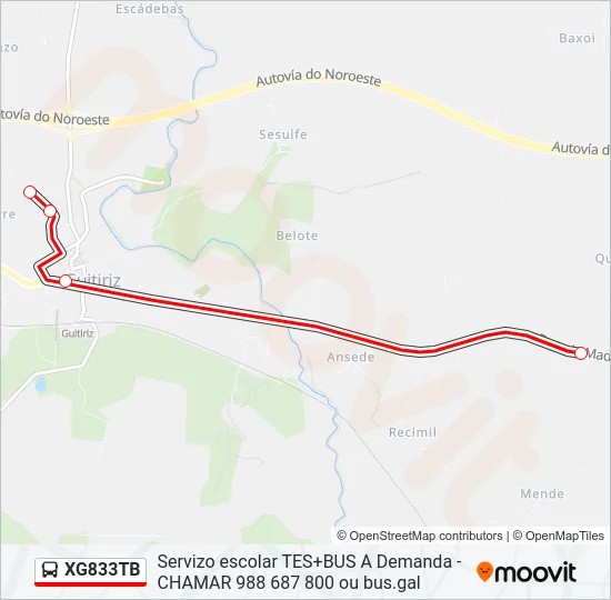 XG833TB Bus Line Map