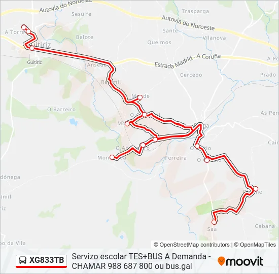 XG833TB Bus Line Map