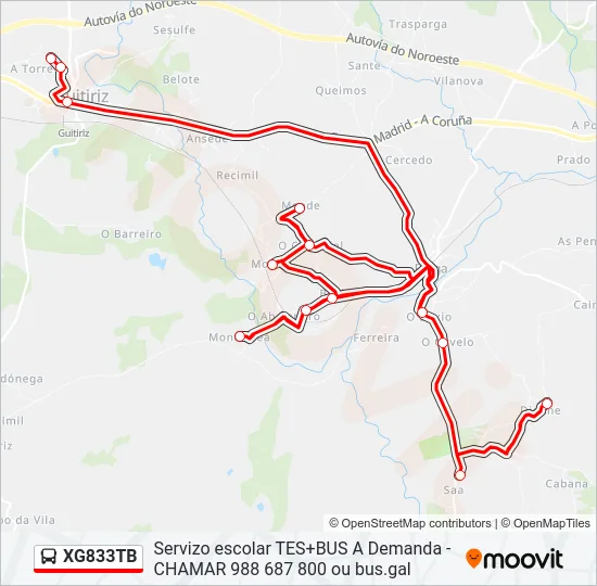 XG833TB Bus Line Map