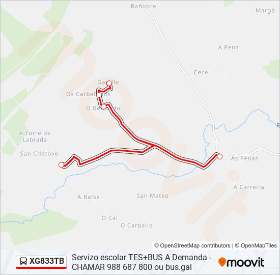 XG833TB bus Mapa de línia