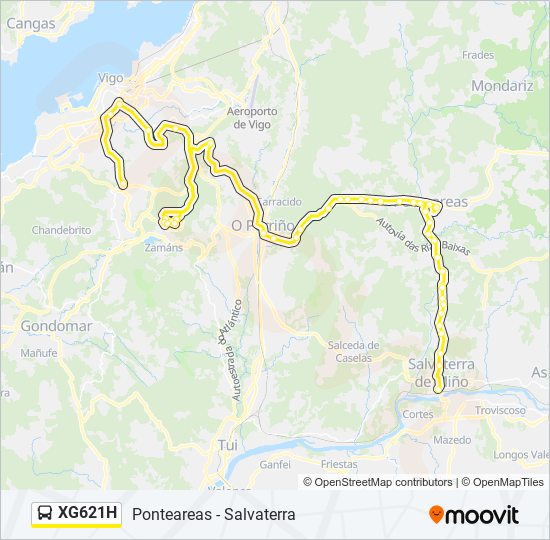 XG621H bus Mapa de línia