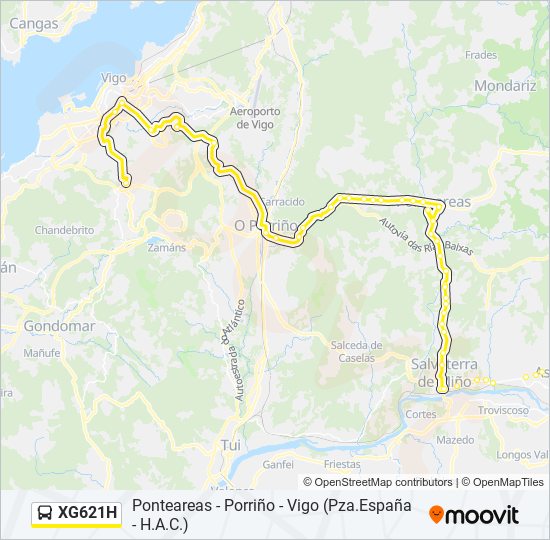 XG621H bus Mapa de línia