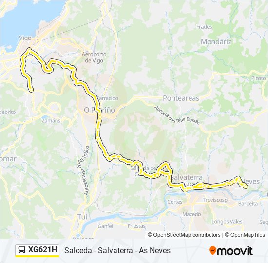 XG621H bus Mapa de línia