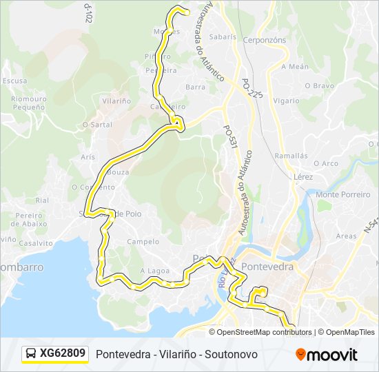 Mapa de XG62809 de autobús