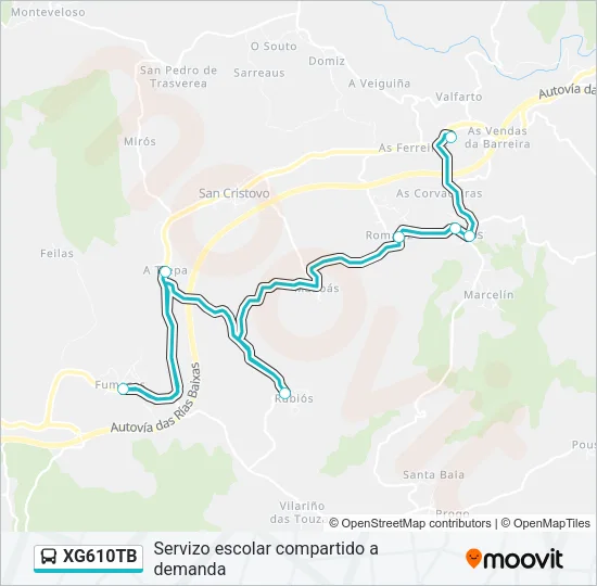 XG610TB bus Mapa de línia