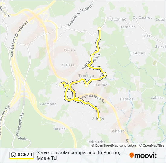 XG670 bus Mapa de línia