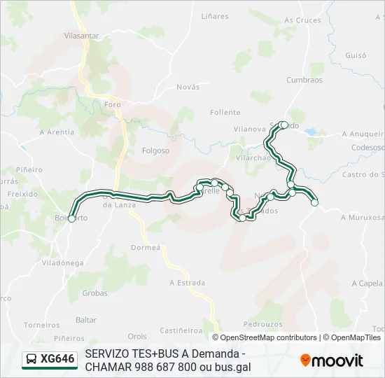 XG646 Bus Line Map