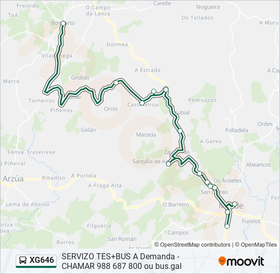 XG646 bus Mapa de línia