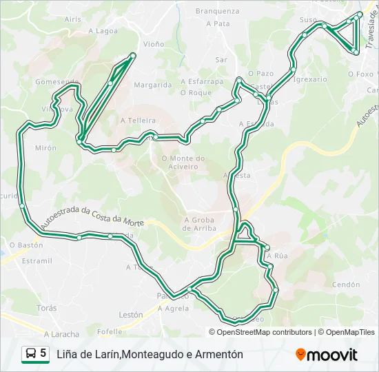 5 Bus Line Map