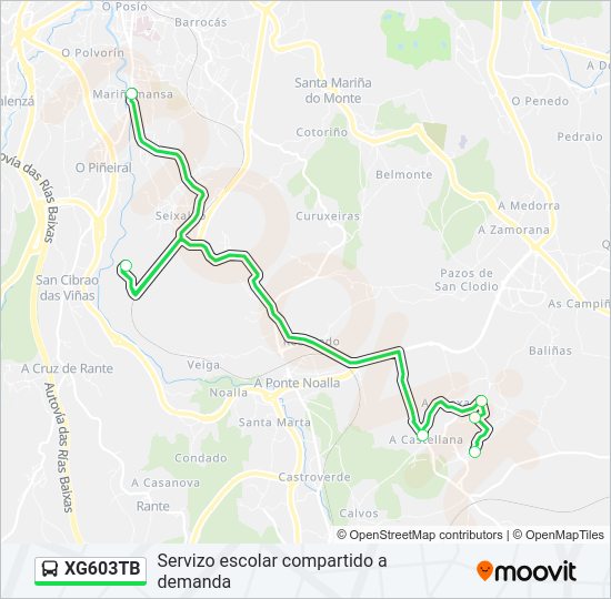 XG603TB bus Mapa de línia