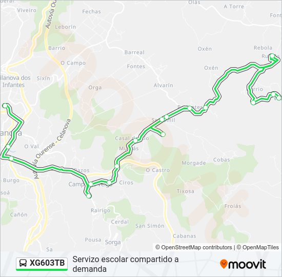 XG603TB bus Mapa de línia