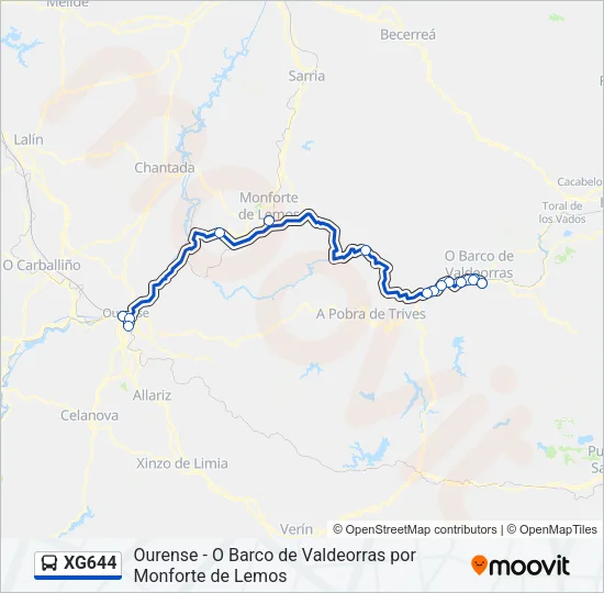XG644 Bus Line Map