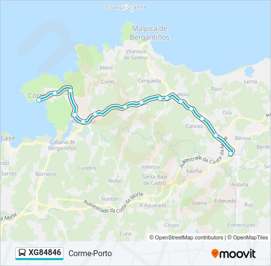 Mapa de XG84846 de autobús