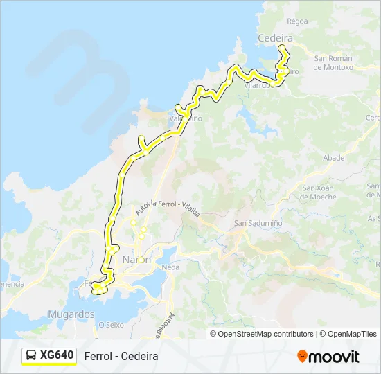 XG640 Bus Line Map
