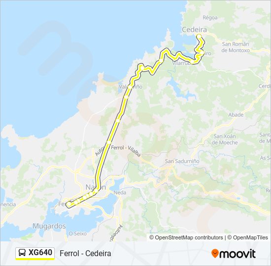 XG640 bus Mapa de línia