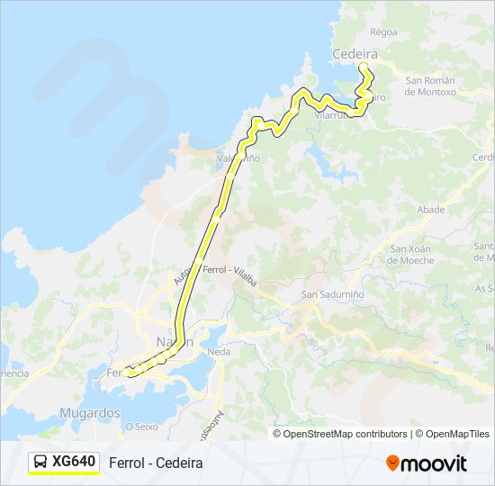 XG640 bus Mapa de línia