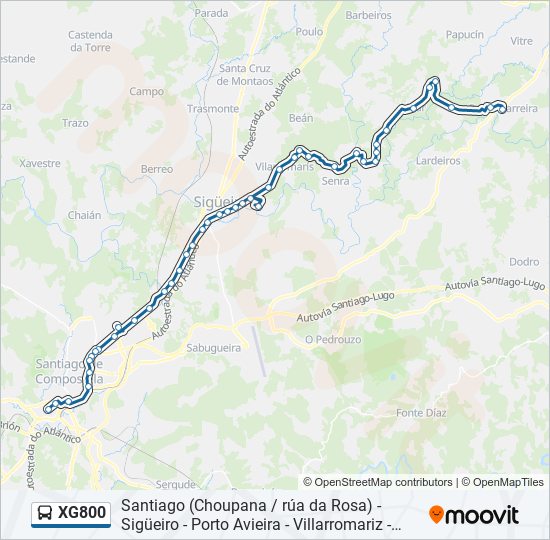 XG800 bus Mapa de línia