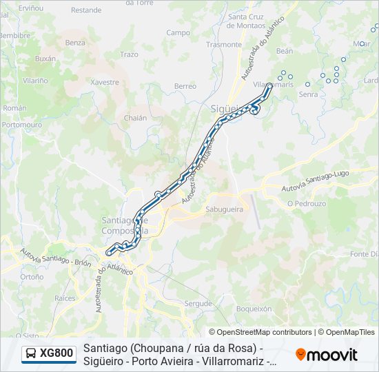 XG800 bus Mapa de línia