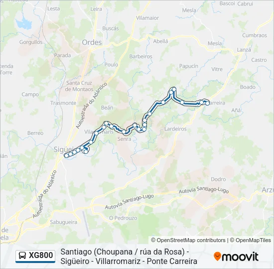 XG800 Bus Line Map