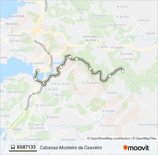 Mapa de XG87133 de autobús