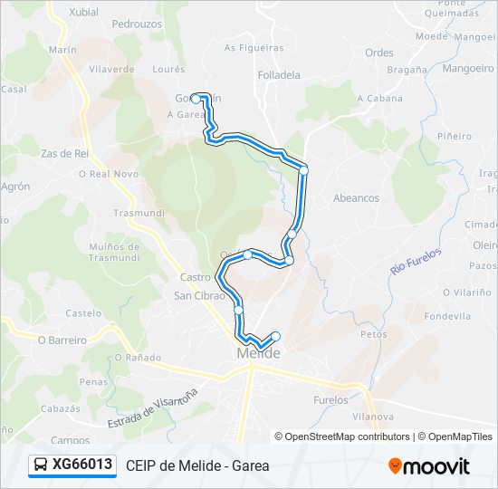 Mapa de XG66013 de autobús