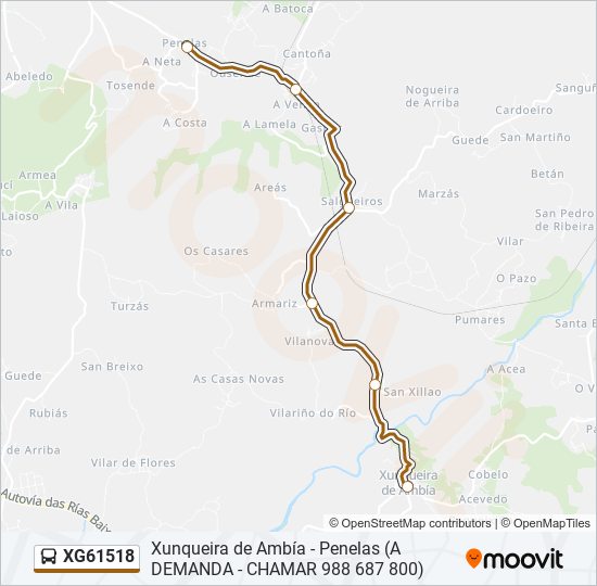 XG61518 bus Mapa de línia