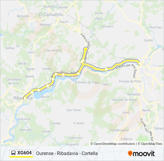 Mapa de XG604 de autobús