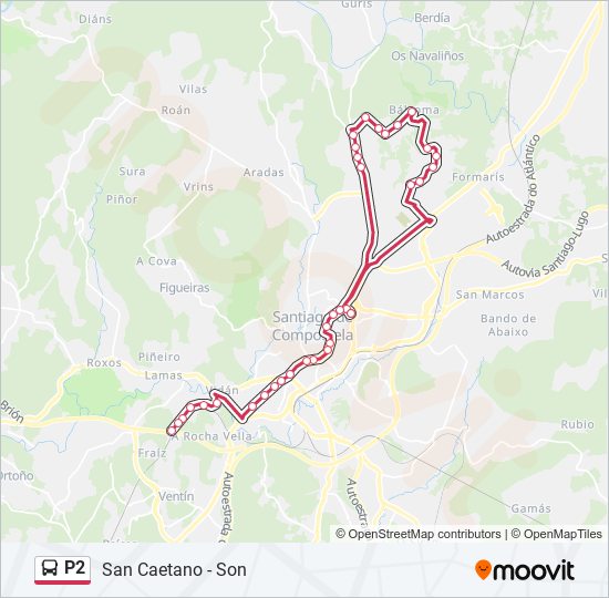 P2 bus Mapa de línia