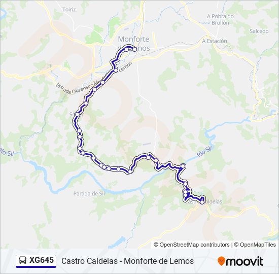 XG645 bus Mapa de línia